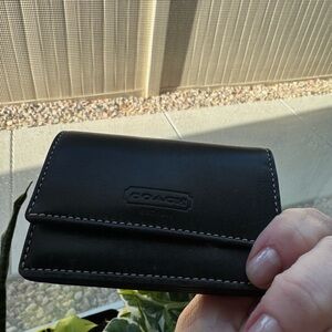 Vintage leather Coach Black Leather Card Holder 3 card slots